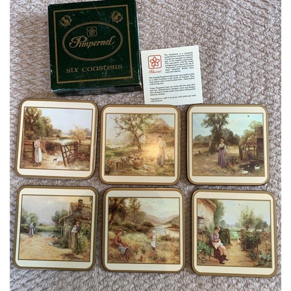 Pimpernel Country Life Cottage Coaster set of 6 gift - Picture 1 of 10